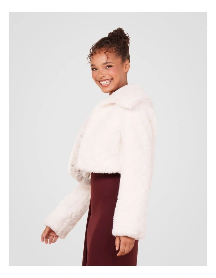 Marlow Faux Fur Jacket in Ivory image 3