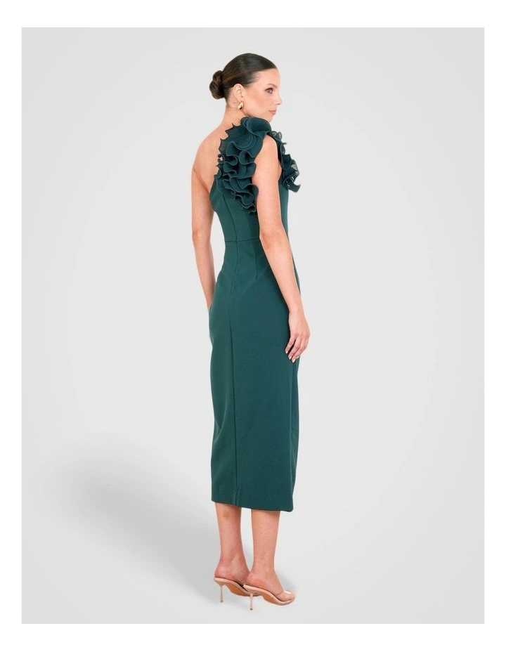 Hina Ruffle One Shoulder Dress in Emerald image 2