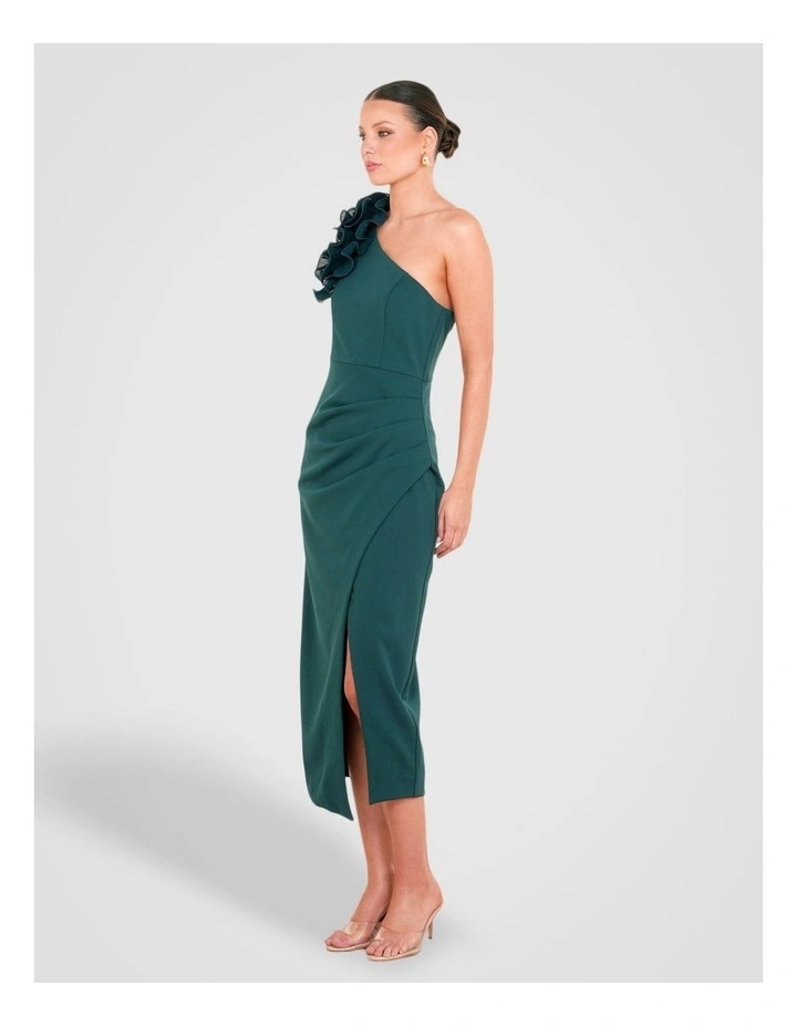 Hina Ruffle One Shoulder Dress in Emerald image 3