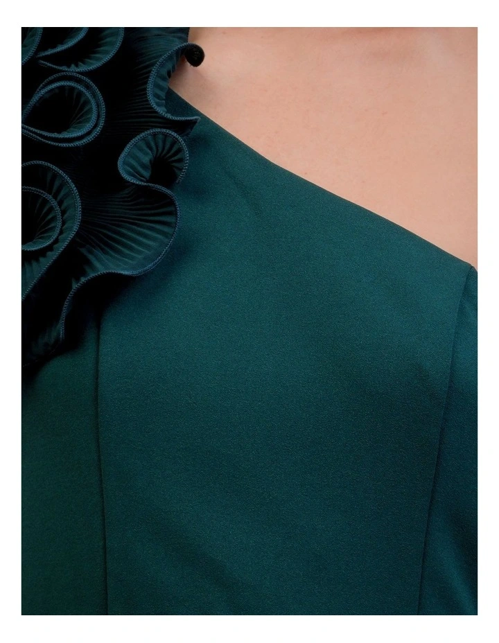 Hina Ruffle One Shoulder Dress in Emerald image 6