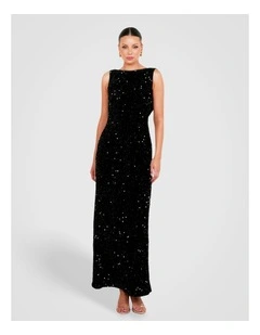 Zanthe Boat Neck Gown in Black