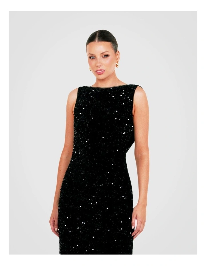 Zanthe Boat Neck Gown in Black image 4