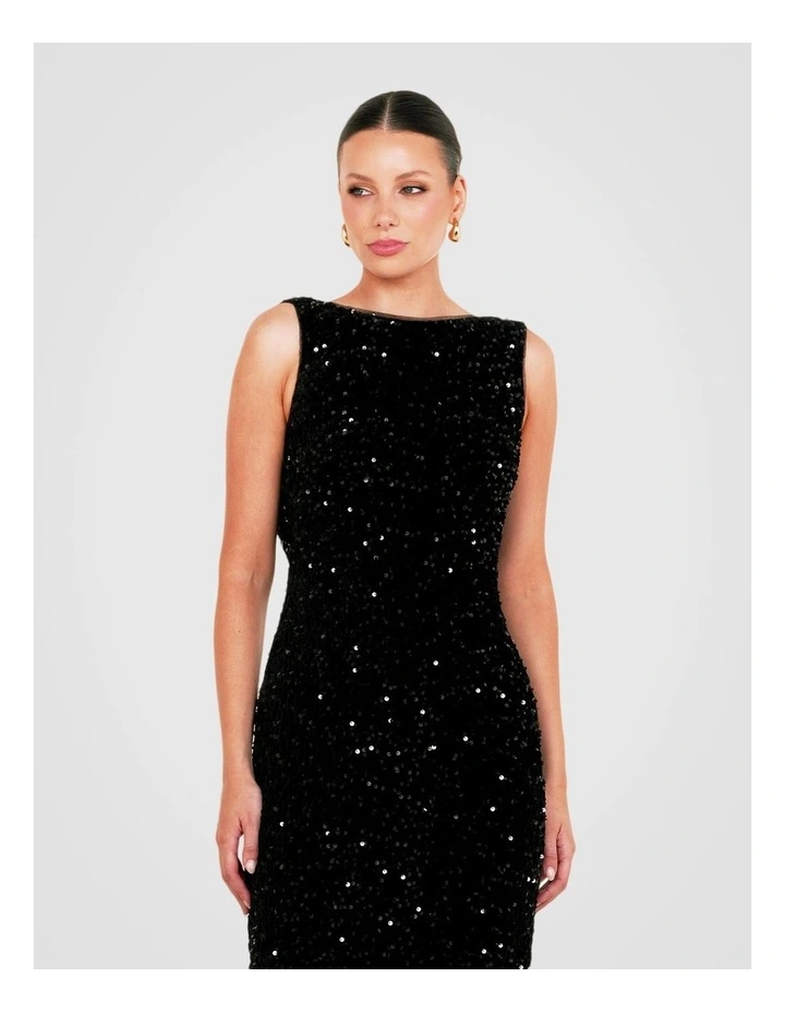 Zanthe Boat Neck Gown in Black image 5