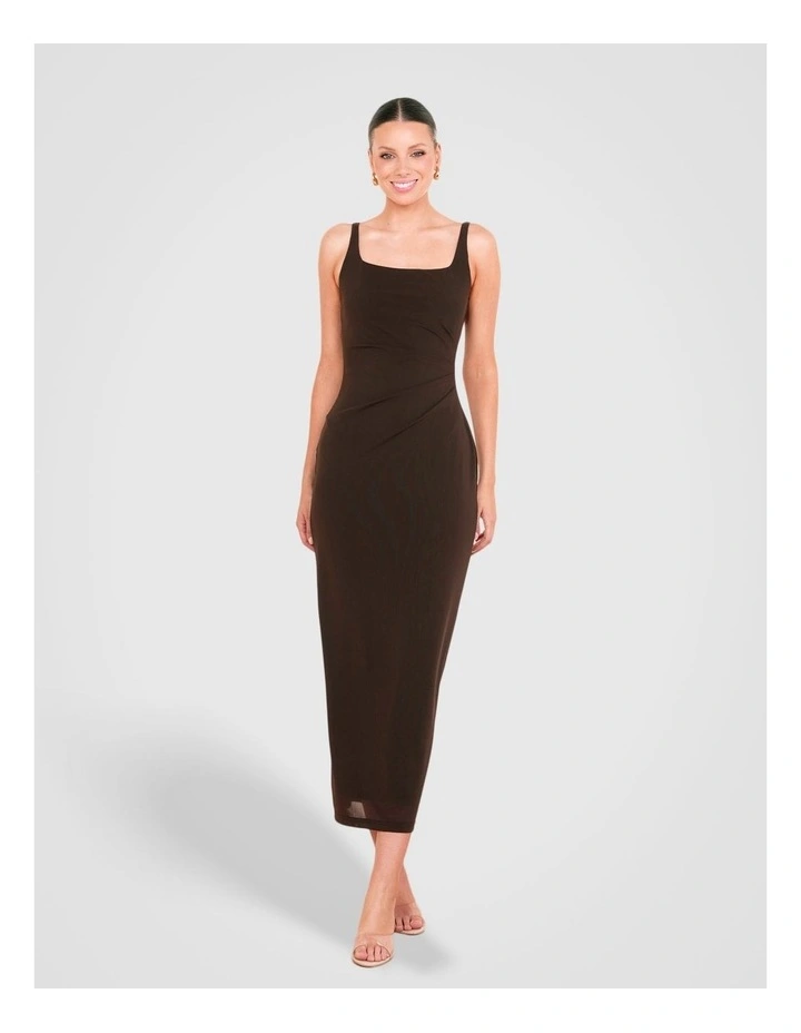 Lamarr Square Neck Maxi Dress in Brown image 1