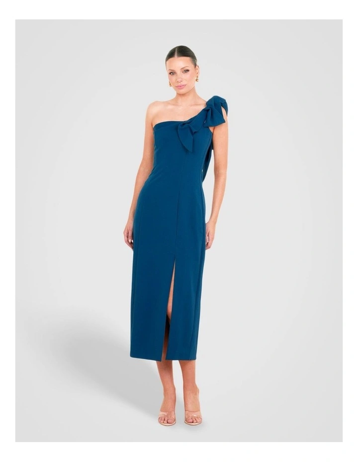 Sadie One Shoulder Midi Dress in Blue image 1