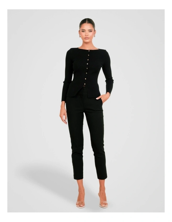 Jolene Split Front Knit Top in Black image 5