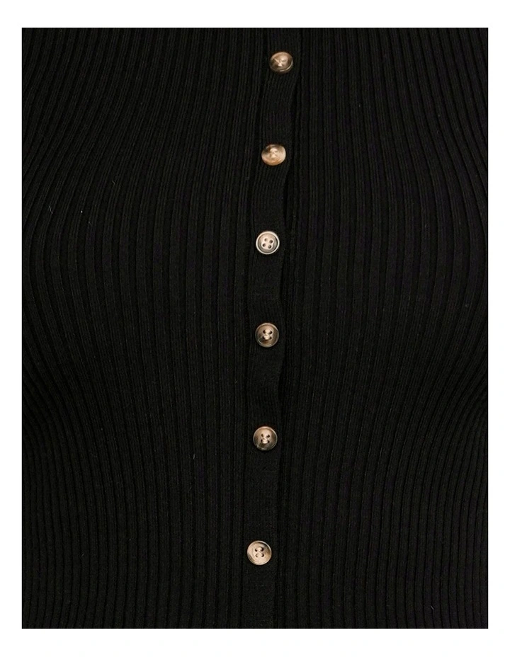 Jolene Split Front Knit Top in Black image 6