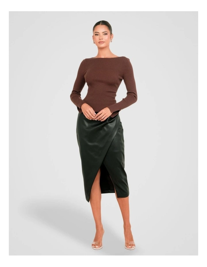 Ivanna Long Sleeve Knit Top in Brown image 4