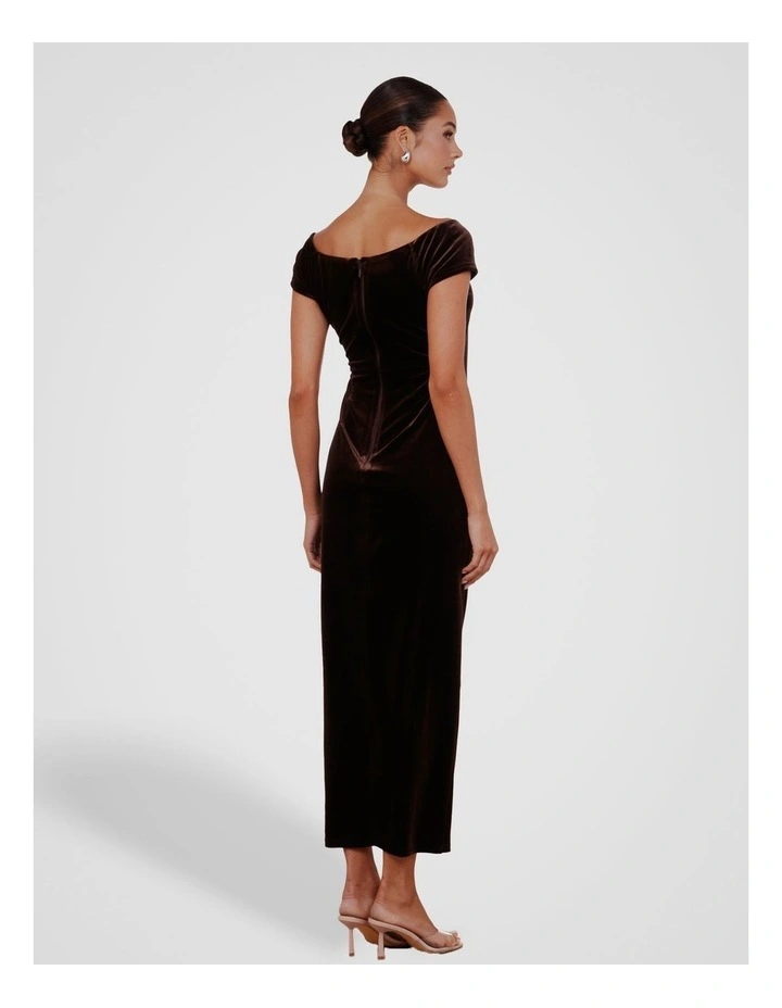 Scotia Off Shoulder Gown in Brown image 2