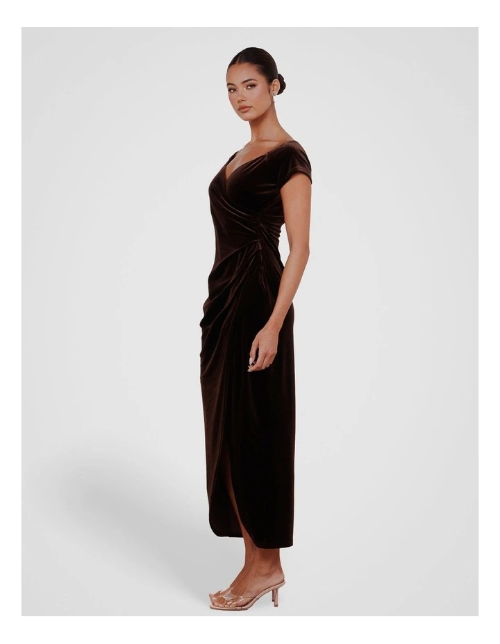 Scotia Off Shoulder Gown in Brown image 3