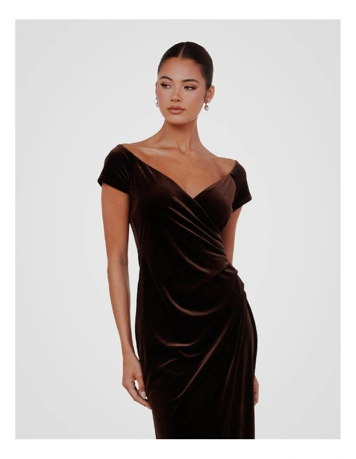 Scotia Off Shoulder Gown in Brown image 5