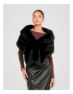 Blakely Faux Fur Stole Jacket in Black