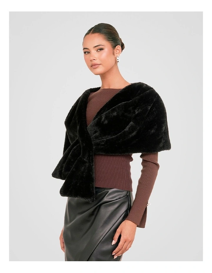 Blakely Faux Fur Stole Jacket in Black image 3