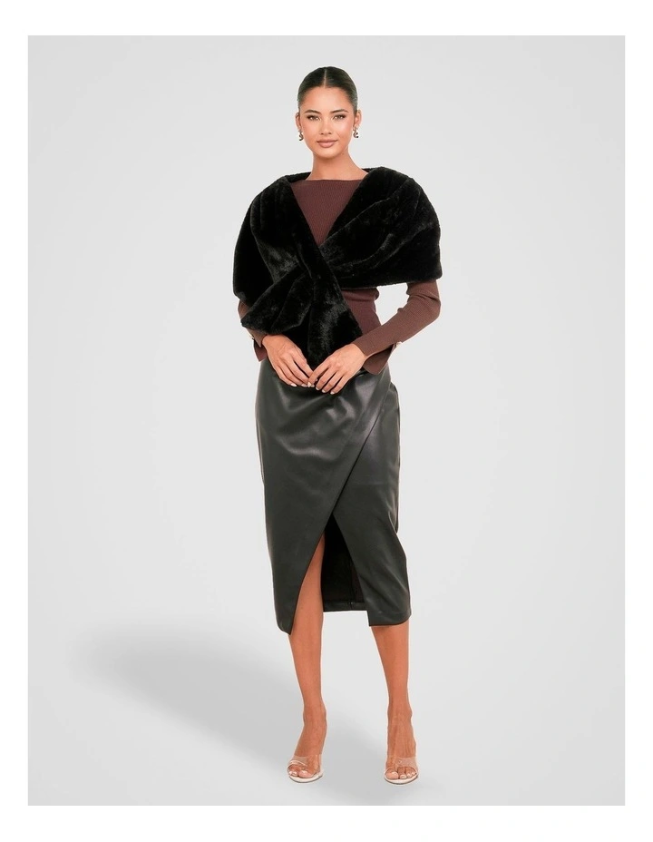 Blakely Faux Fur Stole Jacket in Black image 5