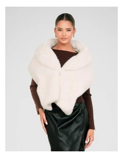 Blakely Faux Fur Stole Jacket in Cream