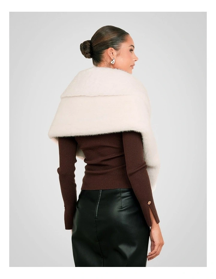 Blakely Faux Fur Stole Jacket in Cream image 2