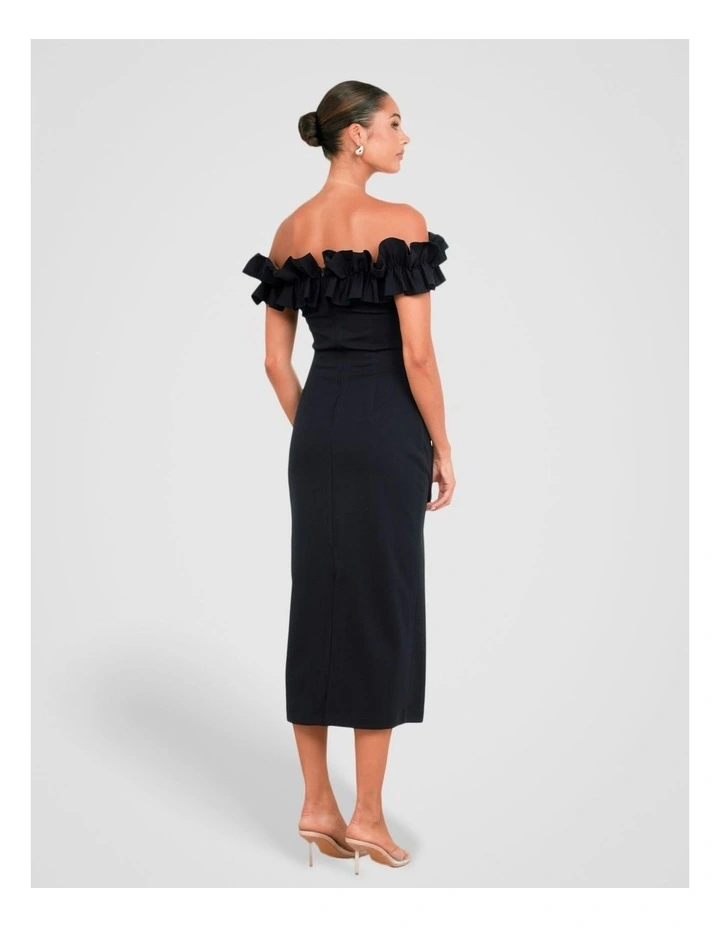 Clara Off Shoulder Midi Dress in Blue image 2