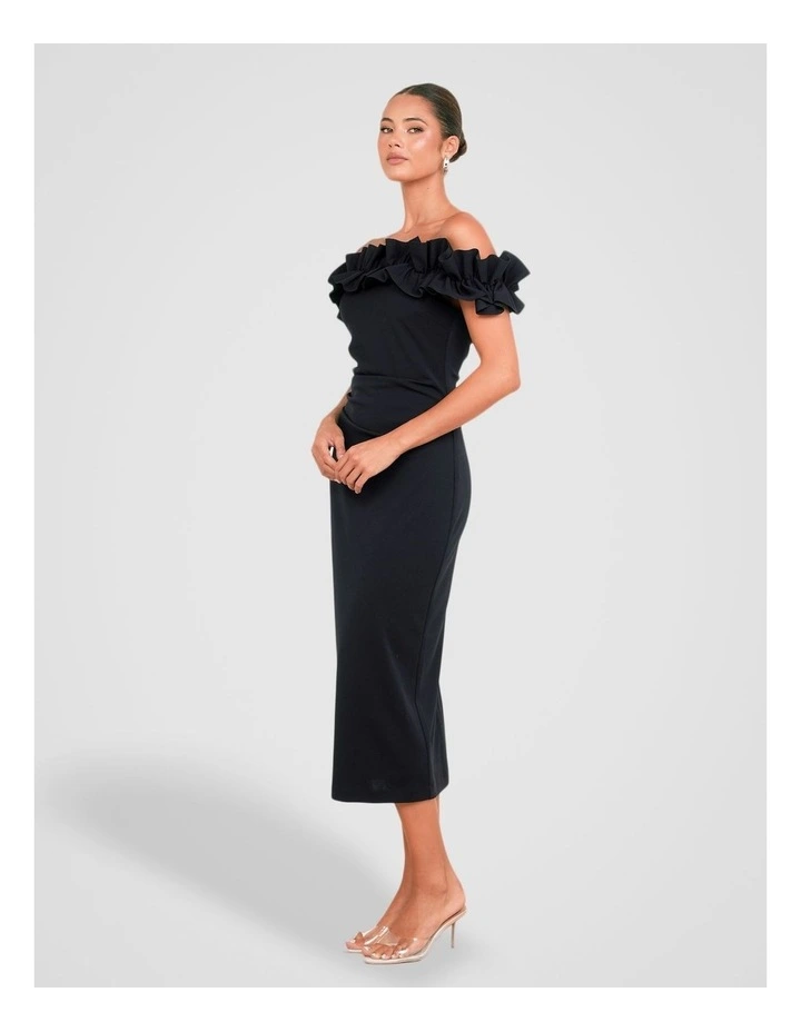 Clara Off Shoulder Midi Dress in Blue image 3