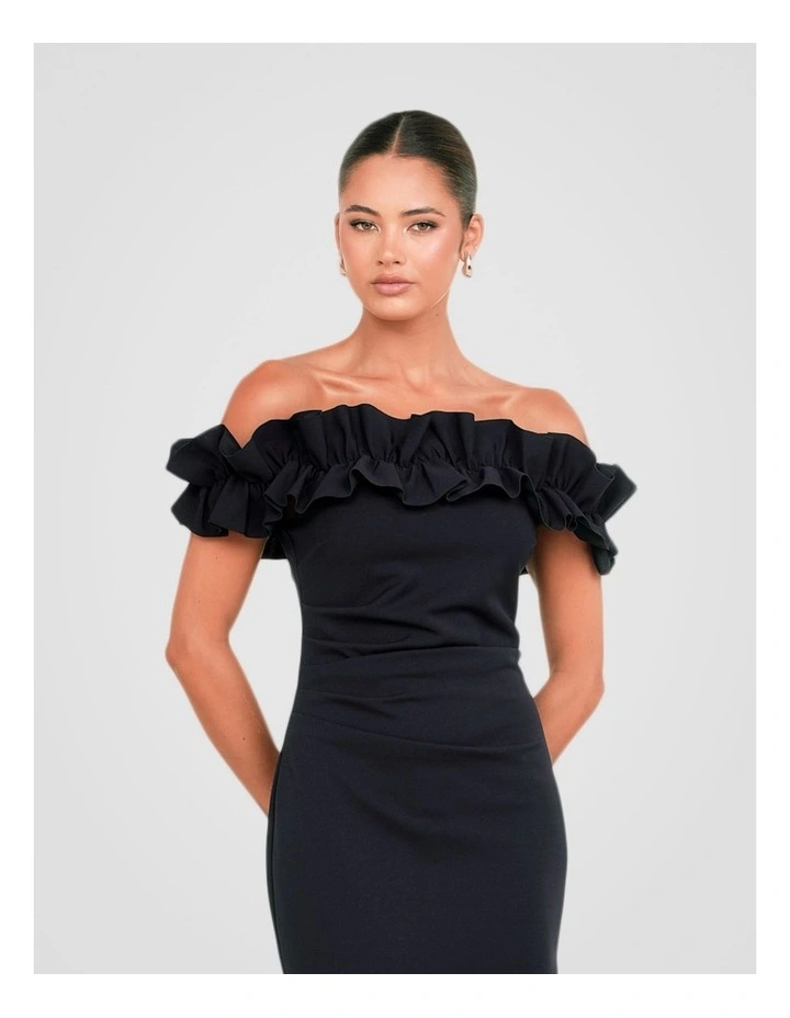 Clara Off Shoulder Midi Dress in Blue image 4