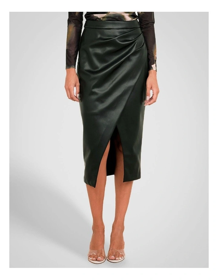 Sarai Vegan Leather Skirt in Black image 1
