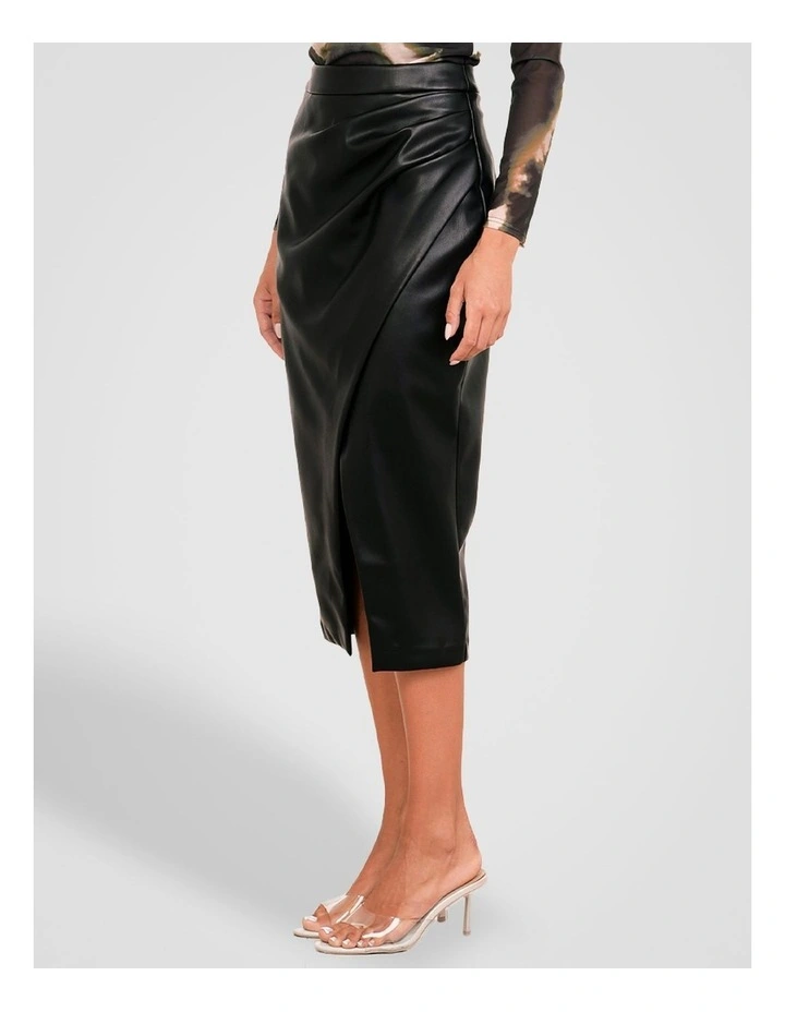 Sarai Vegan Leather Skirt in Black image 3