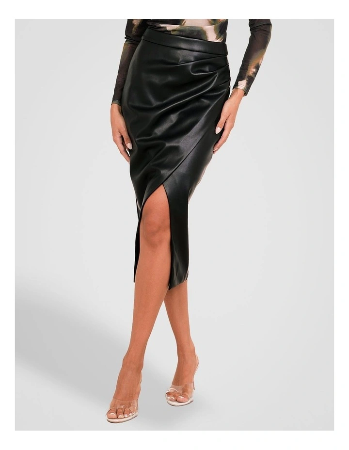 Sarai Vegan Leather Skirt in Black image 4