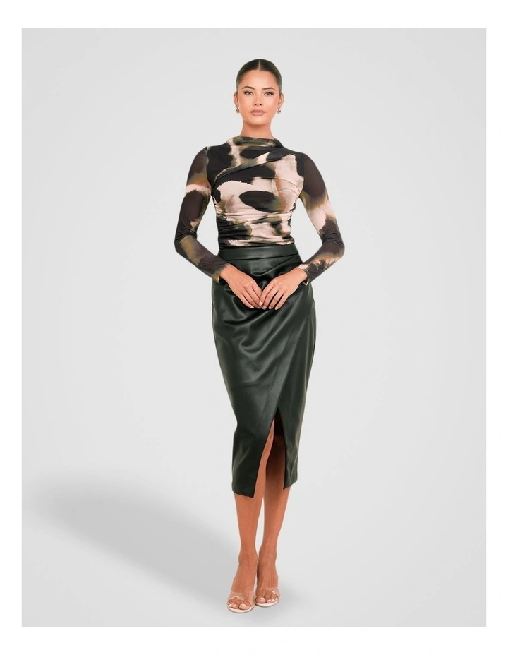 Sarai Vegan Leather Skirt in Black image 5