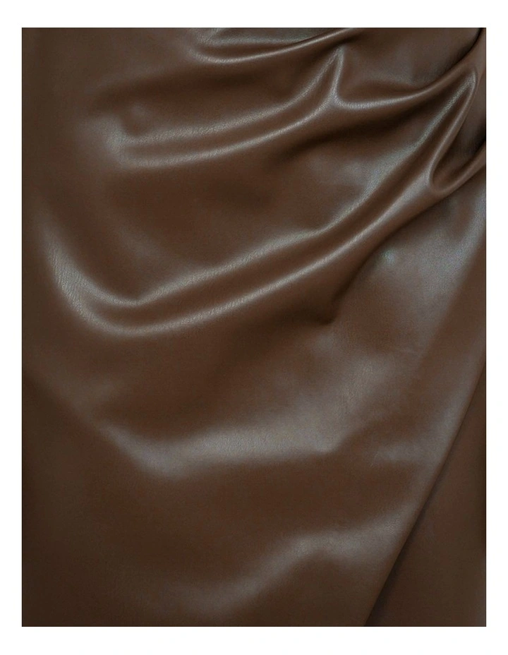 Sarai Vegan Leather Skirt in Brown image 6