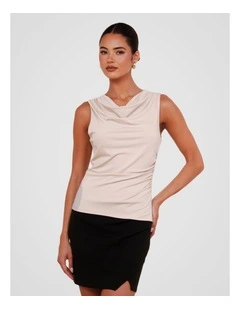 Xylee Mock Neck Top in Sand