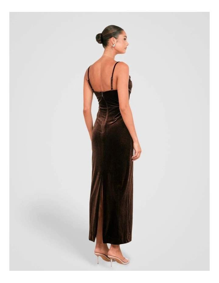 Berlin Cowl Neck Velvet Gown in Brown image 2