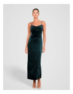 Berlin Cowl Neck Velvet Gown in Teal