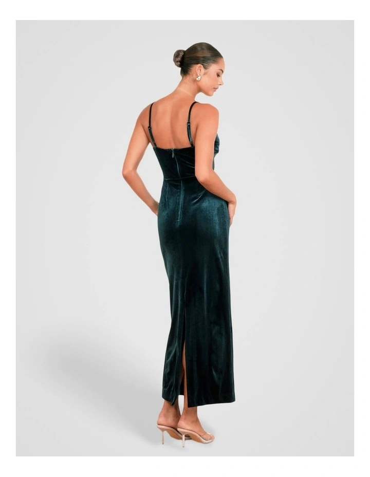 Berlin Cowl Neck Velvet Gown in Teal image 2