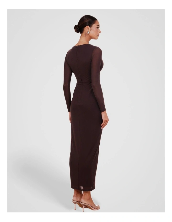 Jolie V-Neck Knot Gown in Brown image 2