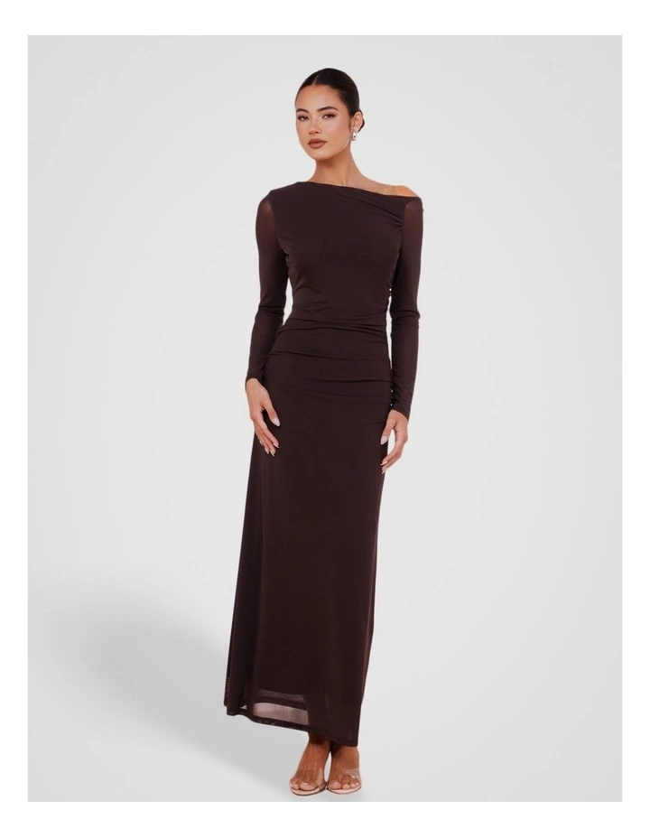 Azlynn Asymmetric Maxi Dress in Brown image 1