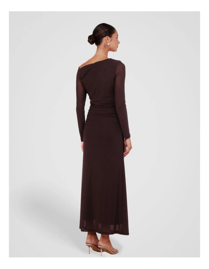 Azlynn Asymmetric Maxi Dress in Brown image 2