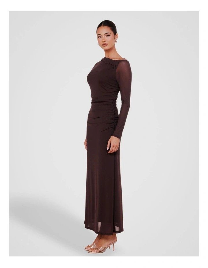 Azlynn Asymmetric Maxi Dress in Brown image 3