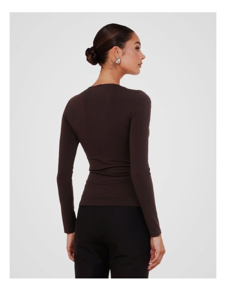 Mia Long Sleeve Top in Brown image 2