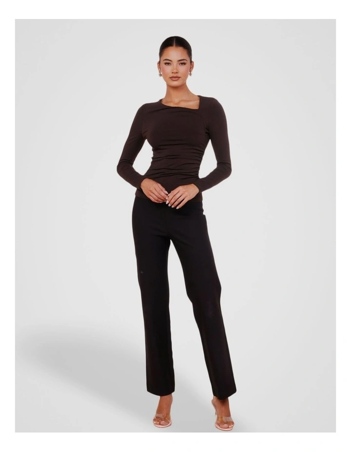 Mia Long Sleeve Top in Brown image 5