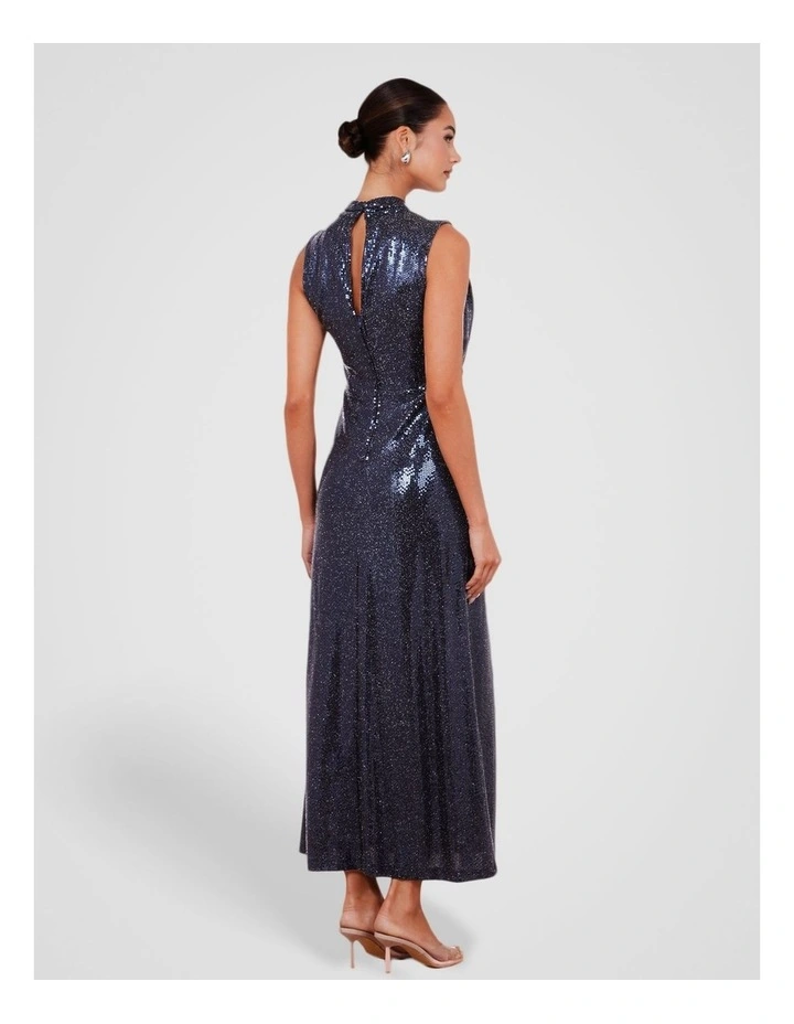 Finn High Neck Maxi Dress in Blue image 2