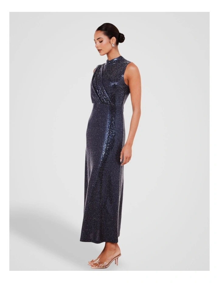 Finn High Neck Maxi Dress in Blue image 3