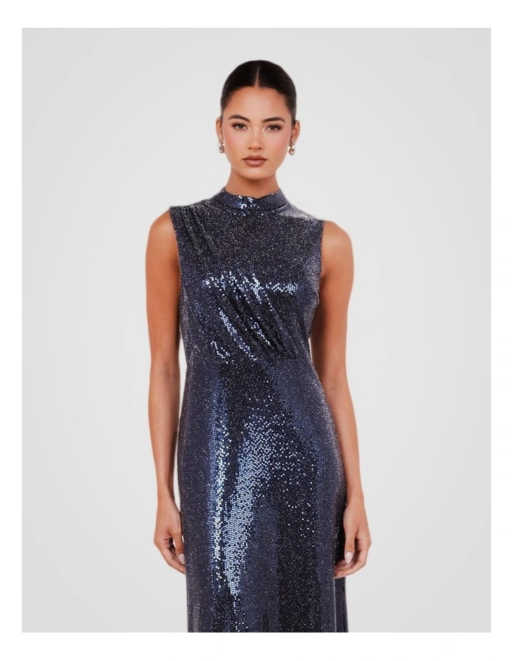 Finn High Neck Maxi Dress in Blue image 4