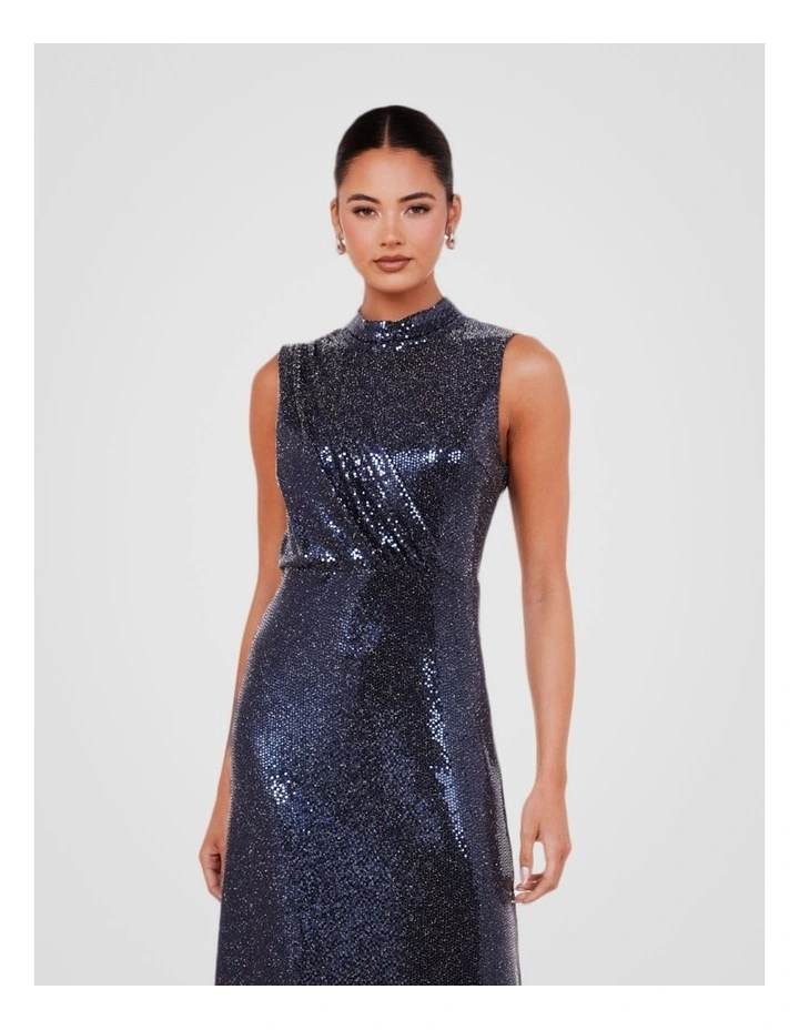 Finn High Neck Maxi Dress in Blue image 5