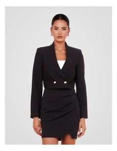 Qamar Cropped Blazer in Black