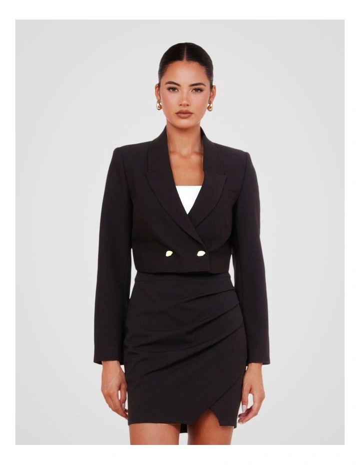 Qamar Cropped Blazer in Black image 1