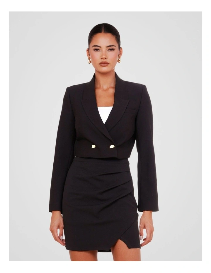 Qamar Cropped Blazer in Black image 4
