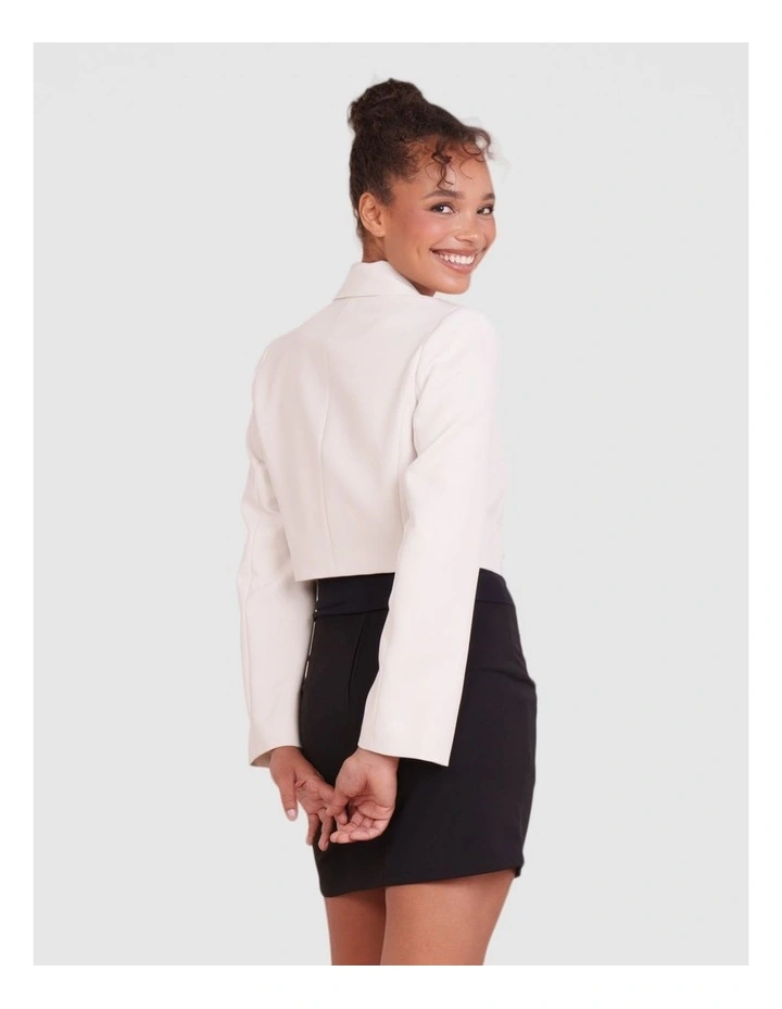 Qamar Cropped Blazer in Sand image 2