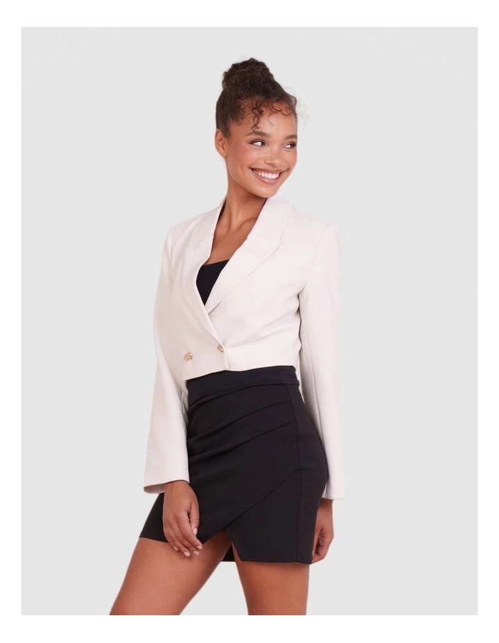 Qamar Cropped Blazer in Sand image 3