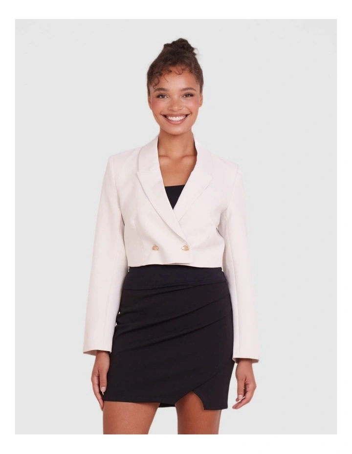 Qamar Cropped Blazer in Sand image 4