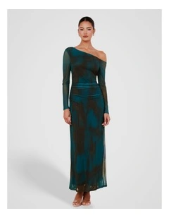 Nara Asymmetric Neck Maxi Dress in Multi