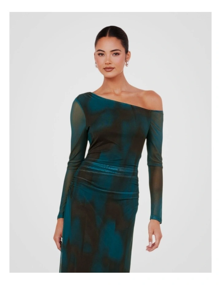 Nara Asymmetric Neck Maxi Dress in Multi image 4